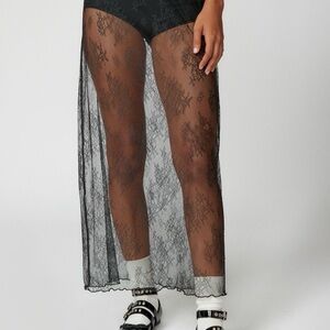 Urban Outfitters Black Lace Mid Skirt